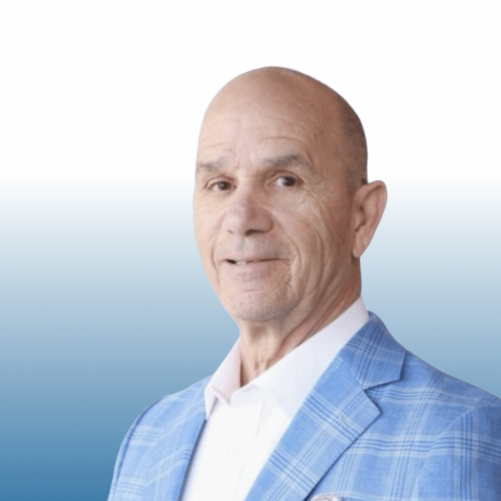 Equity team member in light blue plaid blazer and white shirt